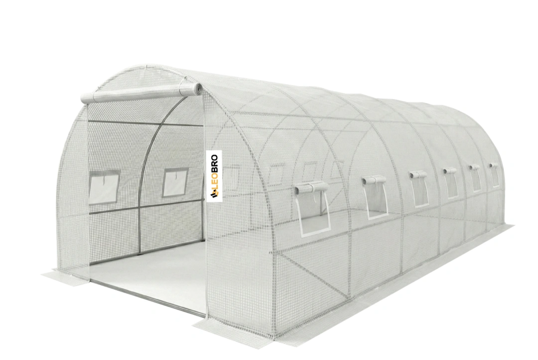 Теплица садовая LEOBRO с окнами и армированной пленкой 18 м2 Белый (LBG105-WHT)