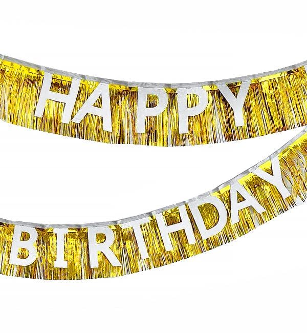 Паперова гірлянда з бахромою Happy Birthday 3 м Золотий/Срібний (1356024)