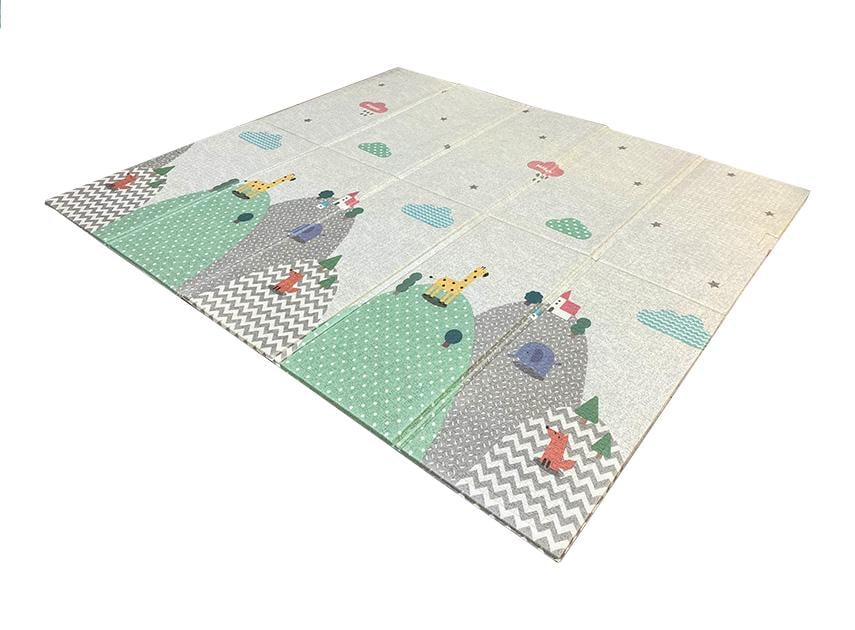 Развивающий коврик детский двухсторонний Звери с шариками HF51/Горы с жирафом HF58 складной с сумкой 200х180х1 см (2115683069) - фото 3