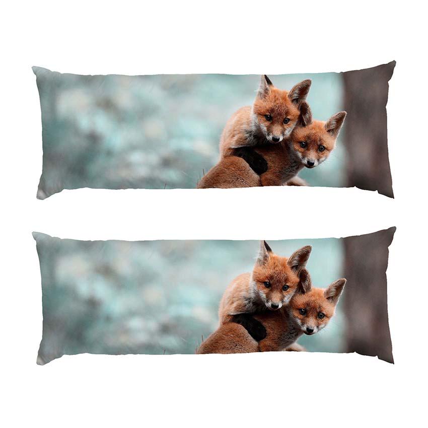 Подушка дакімакура Маленькі лисячі в лісі Little foxes габардин 120х40 см (113579-1)
