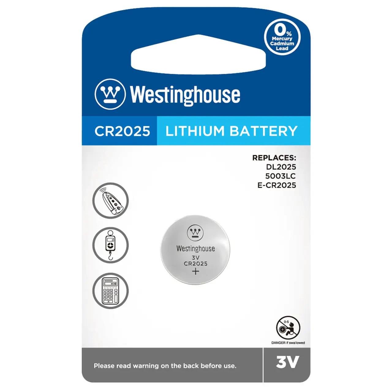 Батарейка Westinghouse CR2025 Lithium 3V (103137)