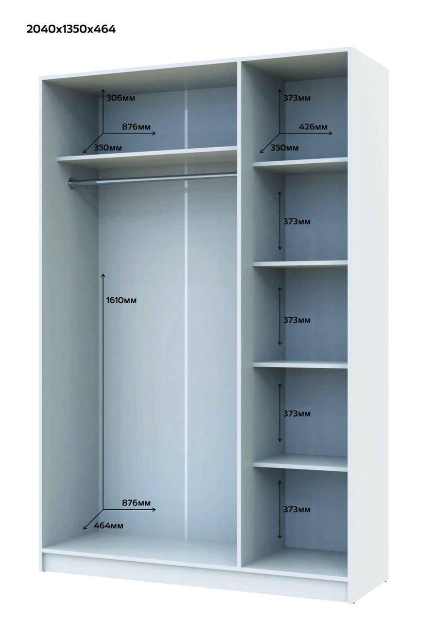 Шкаф для одежды Doros Промо 3 ДСП 135х48х204 см Белый (80737071) - фото 2