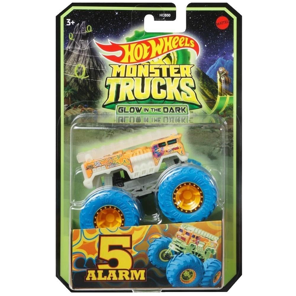 Машинка Hot Wheels Monster Trucks Glow In The Dark 5 Alarm HCB50-53 (163946) - фото 1