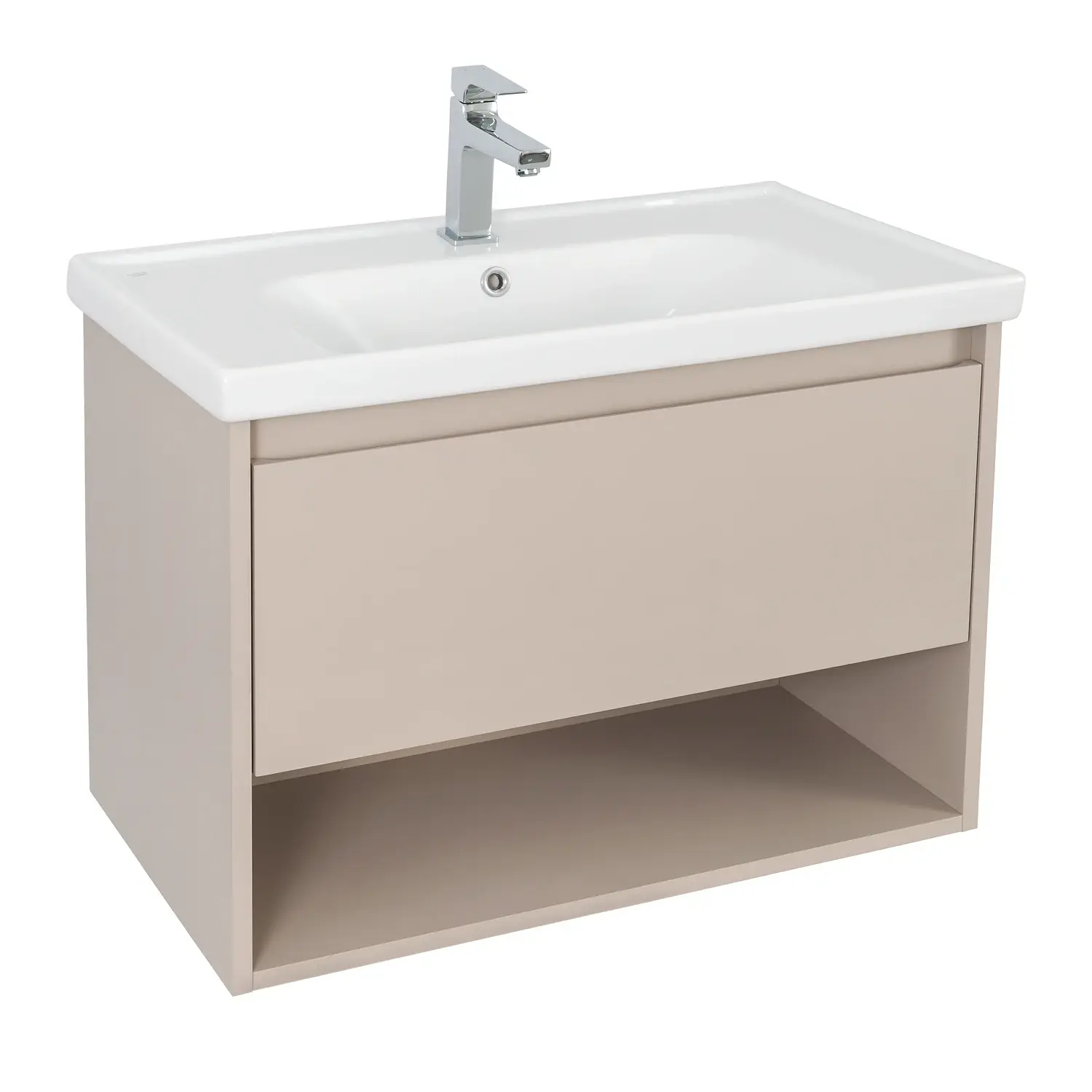Тумба для ванной Aqua Rodos Эдда 800x445 подвесная с умывальником CeraStyle Frame 80 Бежевый матовый (АР000060788)