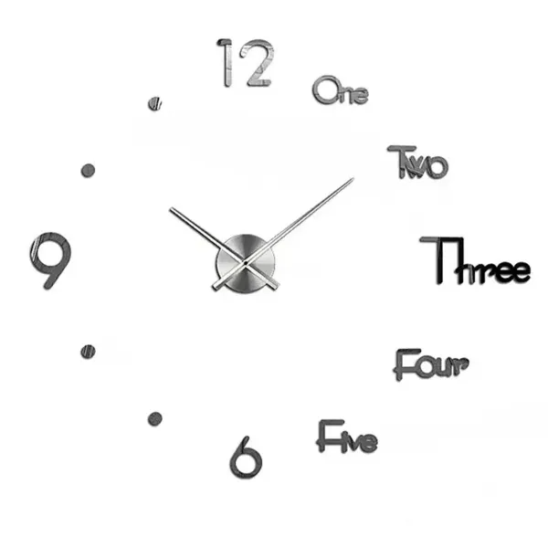 Часы 3-D бескаркасные настенные 10 см Серебряный
