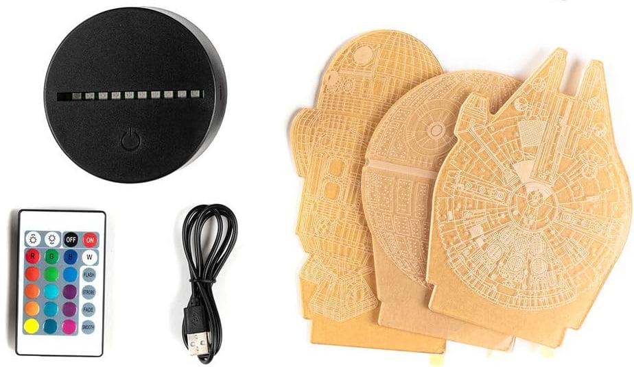 Ночник 3D Star Wars 3в1 Смертельная Звезда/R2-D2/Сокол Тысячелетия (8/724)