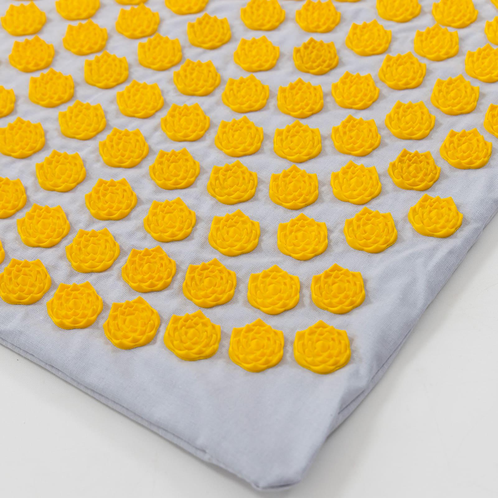 Коврик массажный Аппликатор Кузнецова/валик/подушка для спины/шеи/ног OSPORT Lotus Set Серо-желтый (n-0003) - фото 6