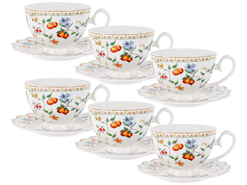 Чайний набір Lefard Фруктовий вальс на 6 персон чашки 250 мл Білий (165-358)