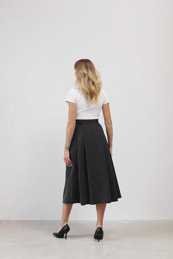 Спідниця міді в складку Дика Спідниця S Сірий (5050) - фото 2 Спідниця міді в складку Дика Спідниця S Сірий (5050) - фото 2