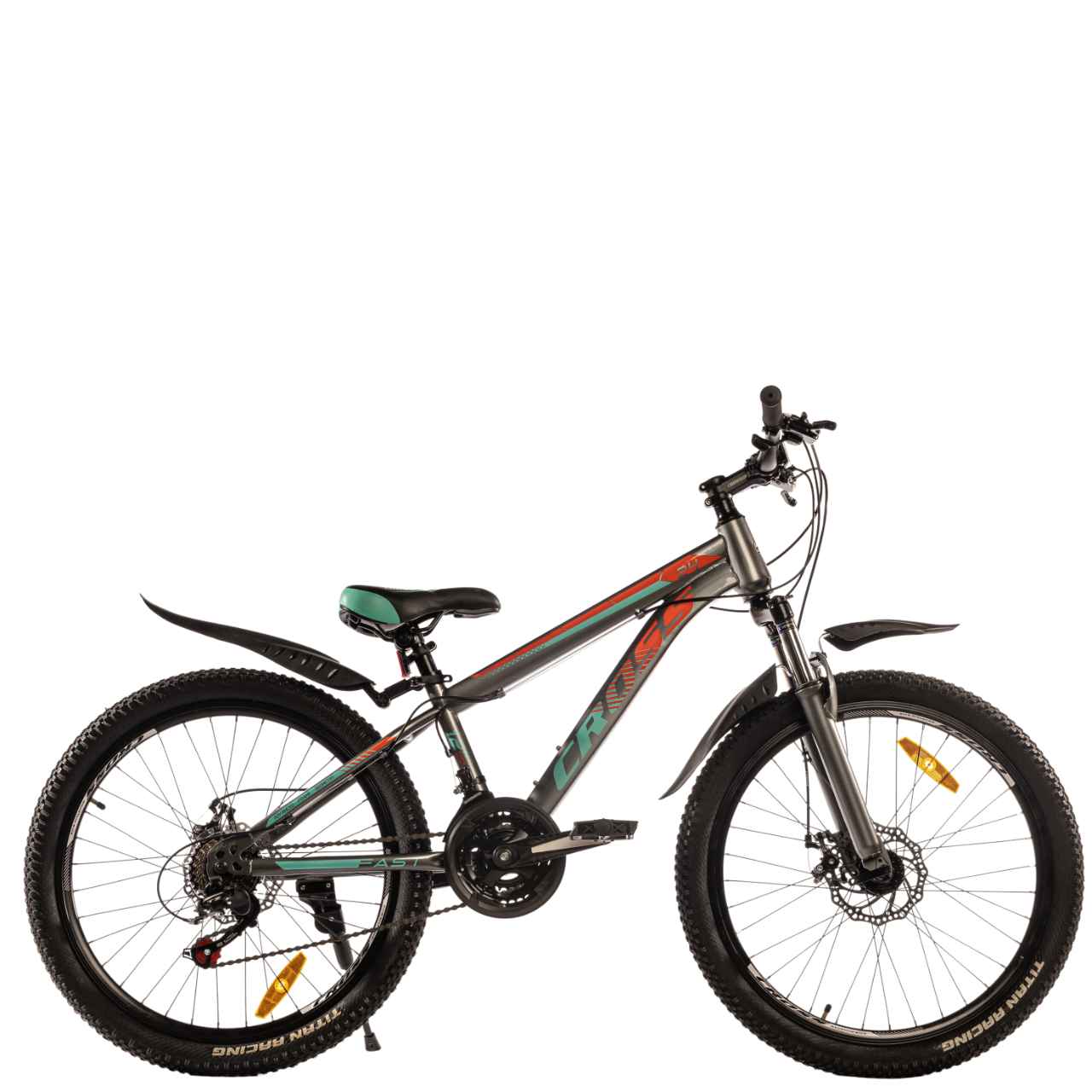 Велосипед підлітковий Cross Fast від 120 см 24" 12" Gray/Green/Orange (e82a9c46) - фото 1