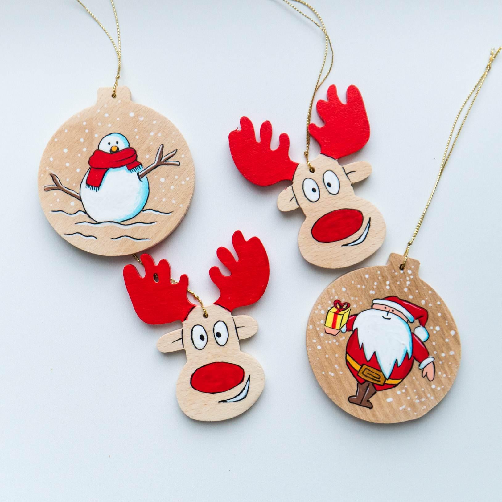 Набор деревянных игрушек для елки 4 шт. (yan-4-11)