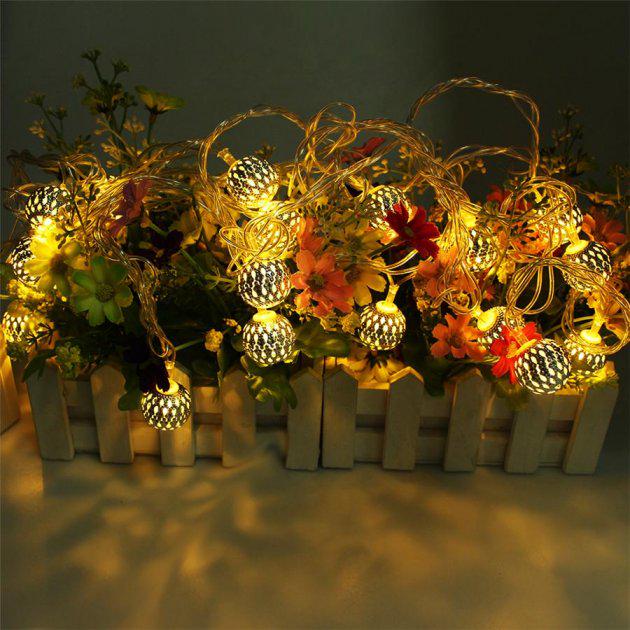 Гирлянда на батарейках Шары диско 10 led 2 m 5 см Теплый белый (47626)