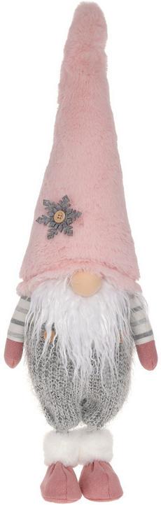 Игрушка мягкая Гном в розовом колпаке 18х12х57 см Розовый с белым