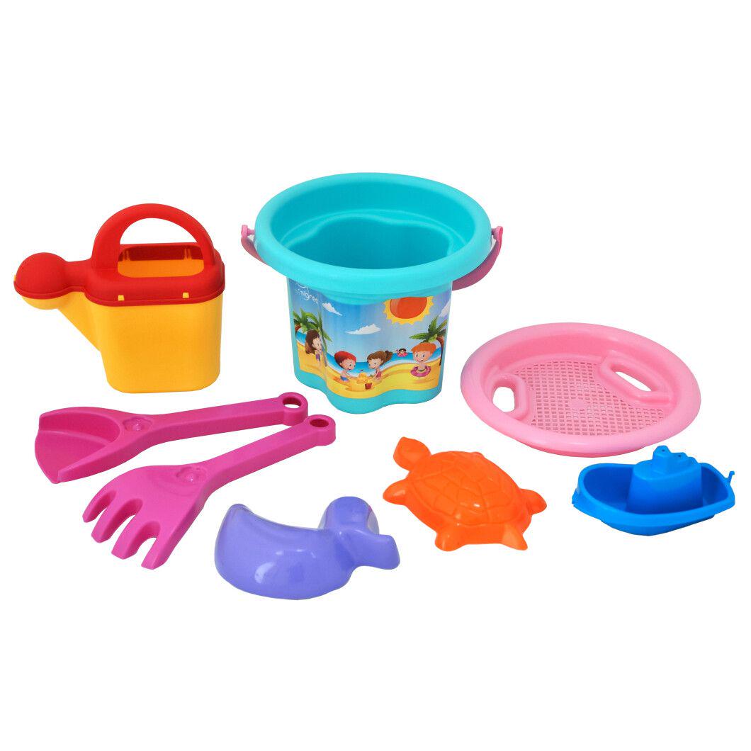 Набор для песка Tigres Цветочек 8 элементов с лейкой Голубой