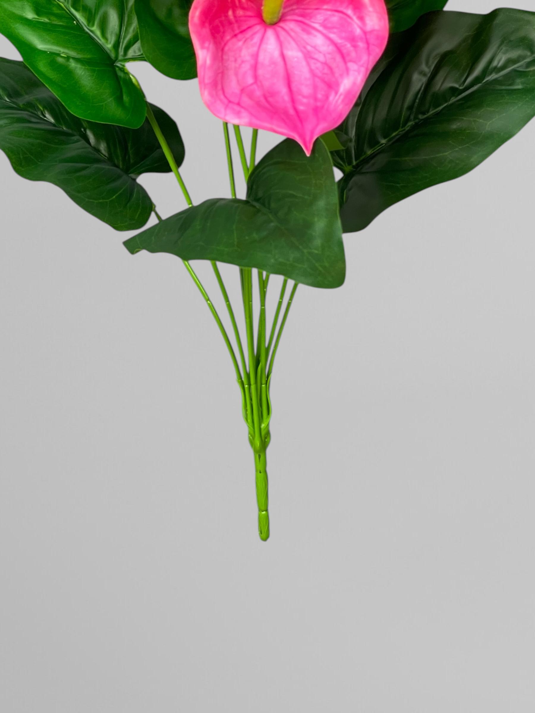 Искусственный антуриум букет 3 цветка 32 см Ярко-розовый (К13109) - фото 5 Искусственный антуриум букет 3 цветка 32 см Ярко-розовый (К13109) - фото 5