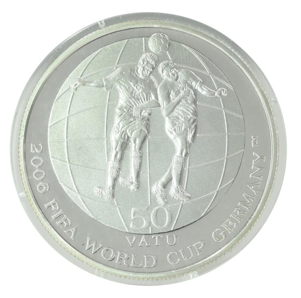 Коллекционная монета Вануату 50 вату 2006 серебро Proof Чемпионат мира по футболу 2006 года Ag 999 31,1 г (М23758)