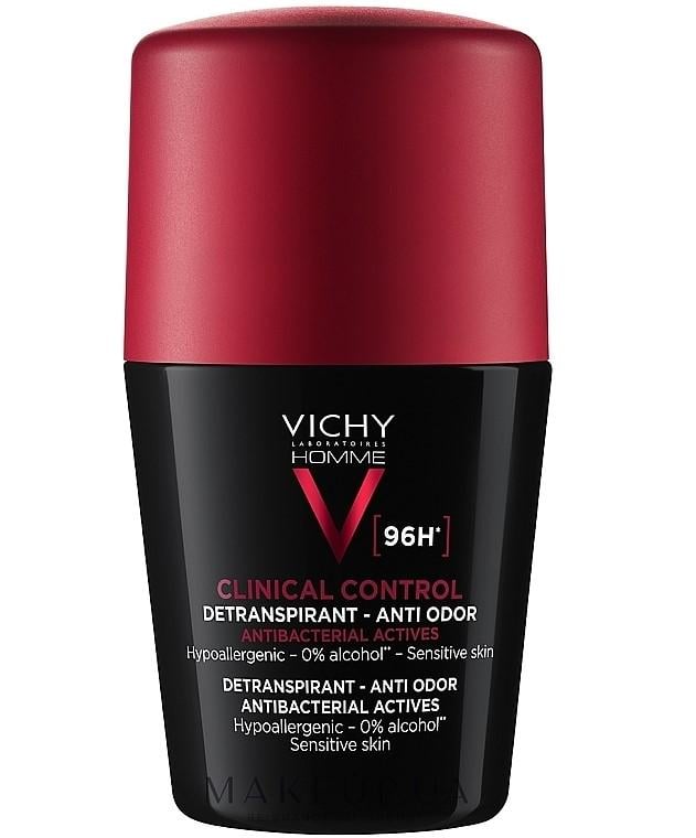 Дезодорант-антиперспирант шариковый для мужчин Vichy Homme Clinical Control 96H против чрезмерного потоотделения и запаха 96 час.