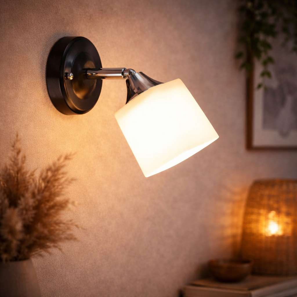 Бра Sirius с поворотным плафоном из стекла под лампу Е27 Черный/Хром (B N6106/1W BK+CR)