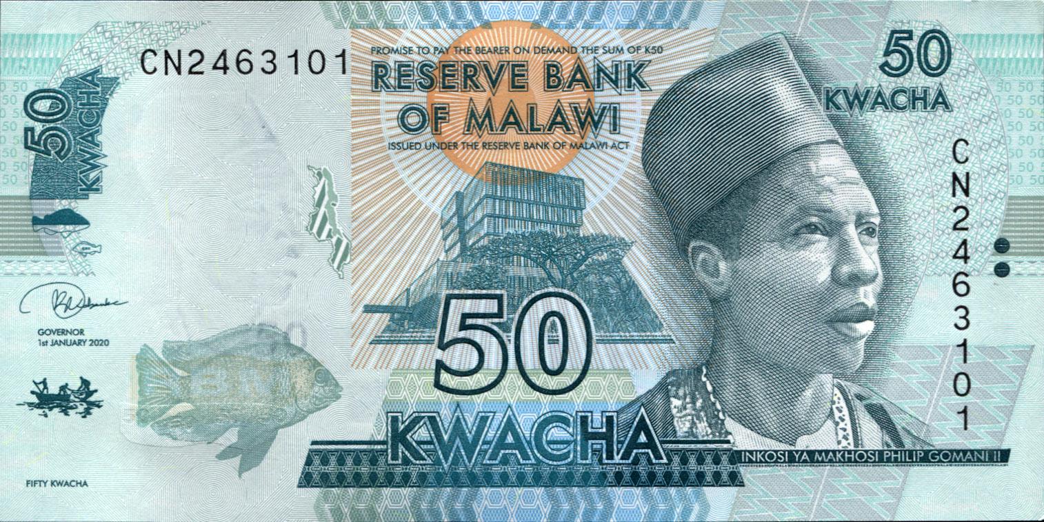 Коллекционная банкнота Малави 2020 50 квач P64 2020 UNC