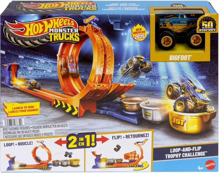 Трек Hot Wheels Monster Trucks 50-летие Бигфут Петля прыжок за трофеем (JBX64)