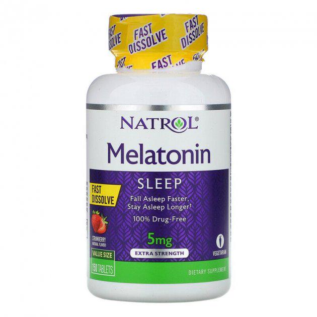 Натуральна добавка Natrol Melatonin Fast Dissolve 5 мг 150 таб. Полуниця (10000)