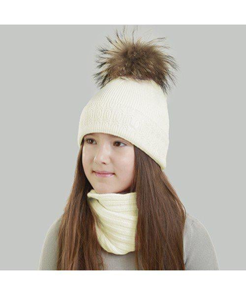 Комплект шапка и шарф детский Elf Долорес р. 56 Молочный (OK001390)