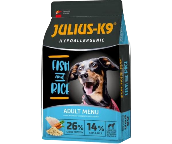 Корм сухий для дорослих собак Julius-К9 HighPremium Риба та рис гіпоалергенний 12 кг (47460)