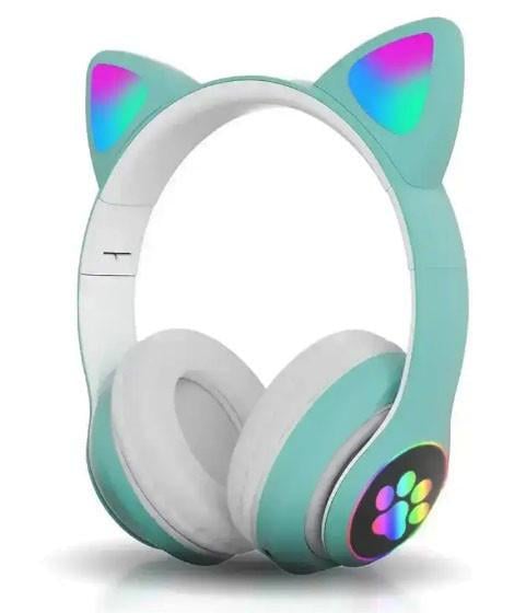 Навушники дитячі Cat Ear STN-28 Bluetooth з котячими вушками що світяться Бірюзовий (2054646657)