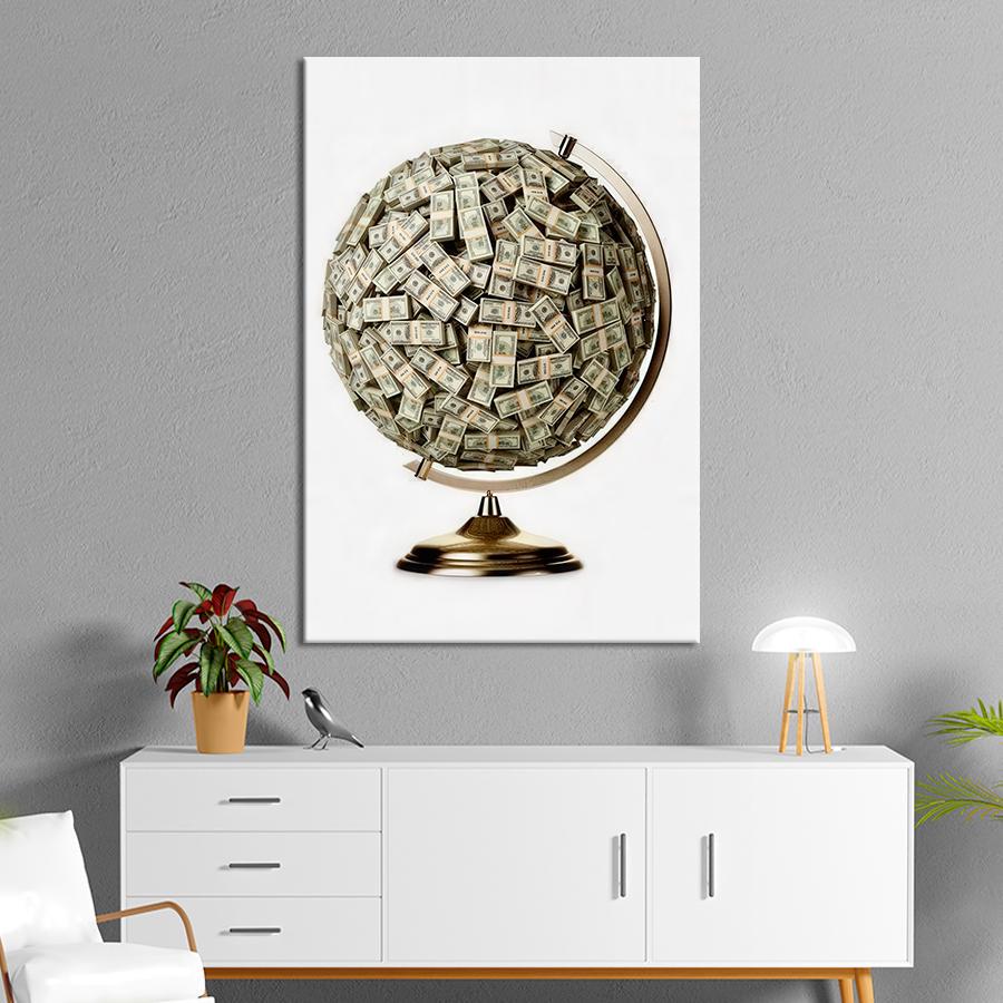 Картина на полотні Глобус із грошей 80x54 см (220VP_L) - фото 2