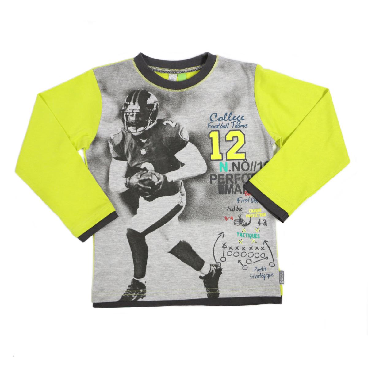 Свитшот хлопковый для мальчика Nano F1421-01 с принтом Футбол 94-104 см Лайм/Серый (F1421-01-3)