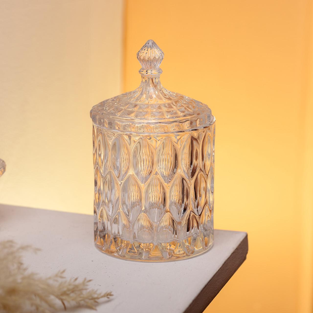 Сахарница с крышкой круглая стеклянная 7,5 см (6970) - фото 7