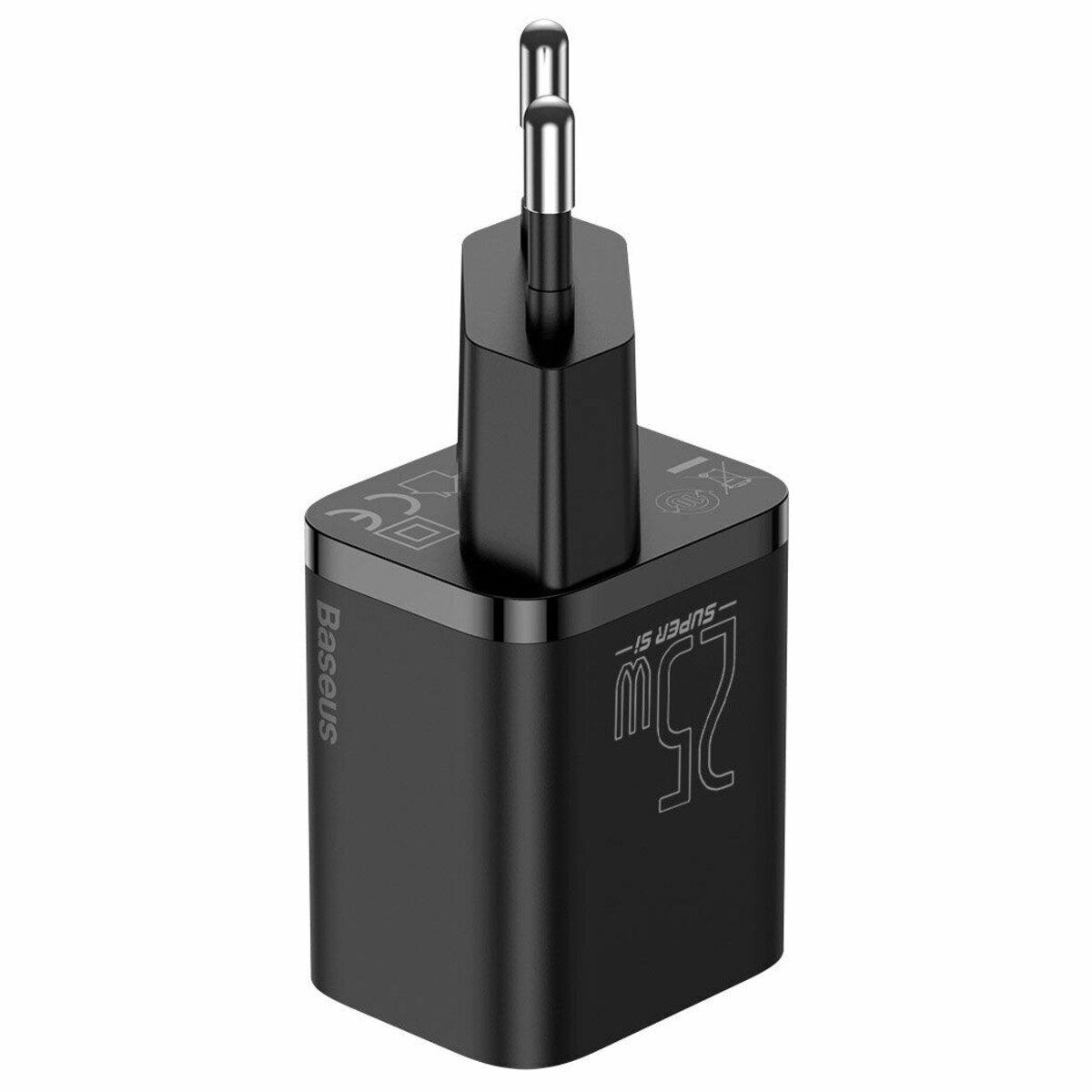 Адаптер мережевий BASEUS CCSP020101 Super Si Quick Charger 1C 25 W EU Type-C Black (564176) - фото 3