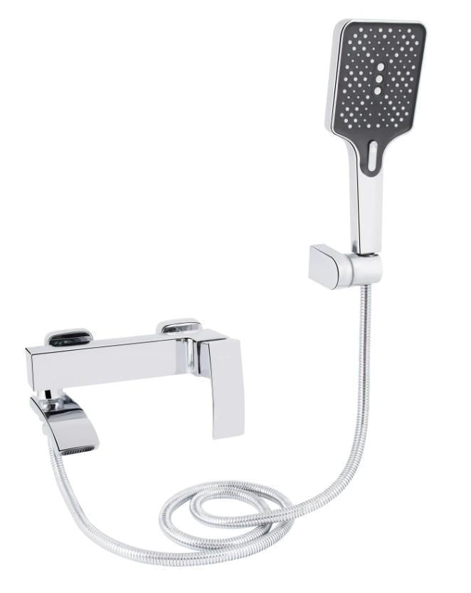 Смеситель для ванной Qtap Swan Cascada k35 с душевым гарнитуром Chrome (QTSWA260CRM45565)