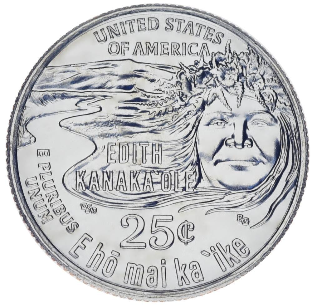 Коллекционная монета США 25 центов 2023 UNC P Женщины Америки - Танцовщица Эдит Канакаоле (М17471)
