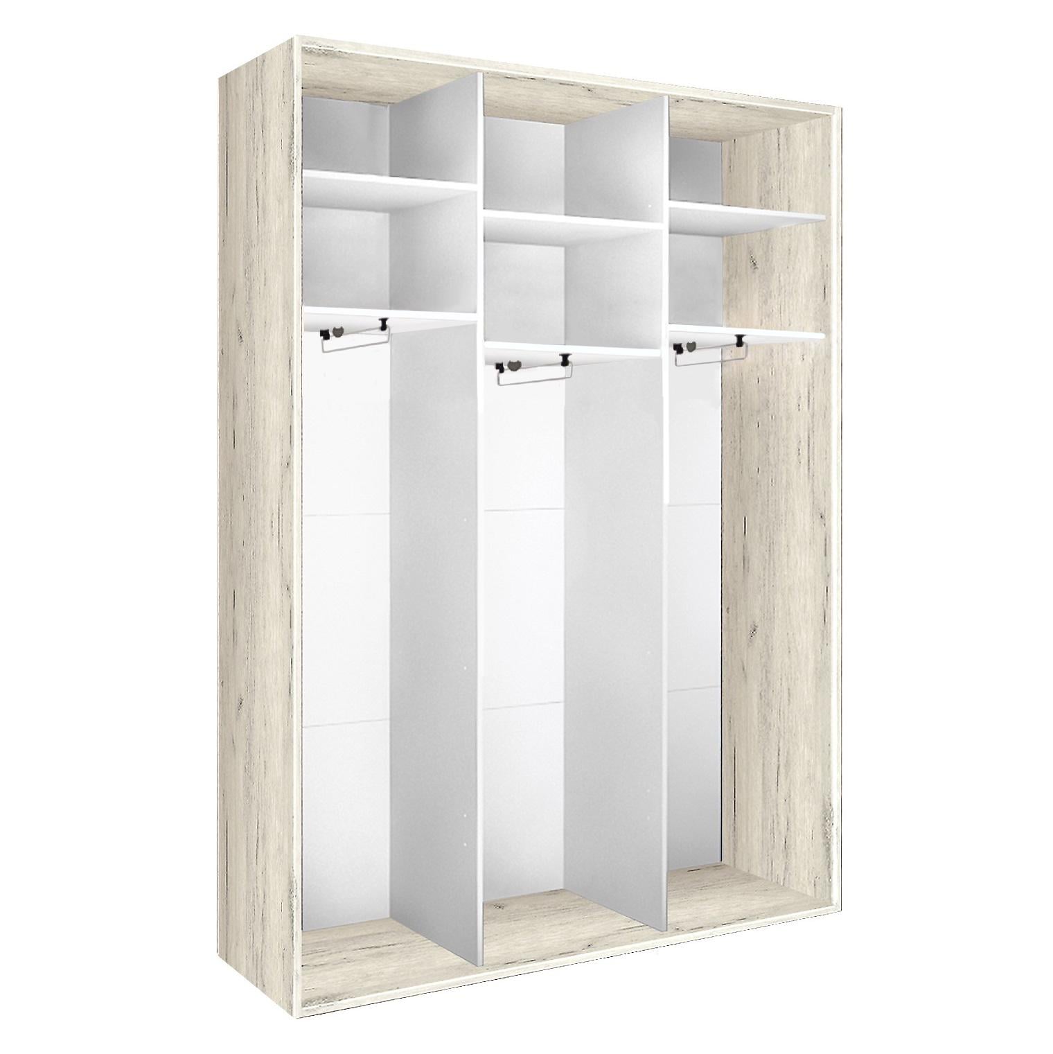 Шкаф-купе трехдверный Modern ДСП с зеркалом 194х45х240 см Дуб крафт белый (44798) - фото 2