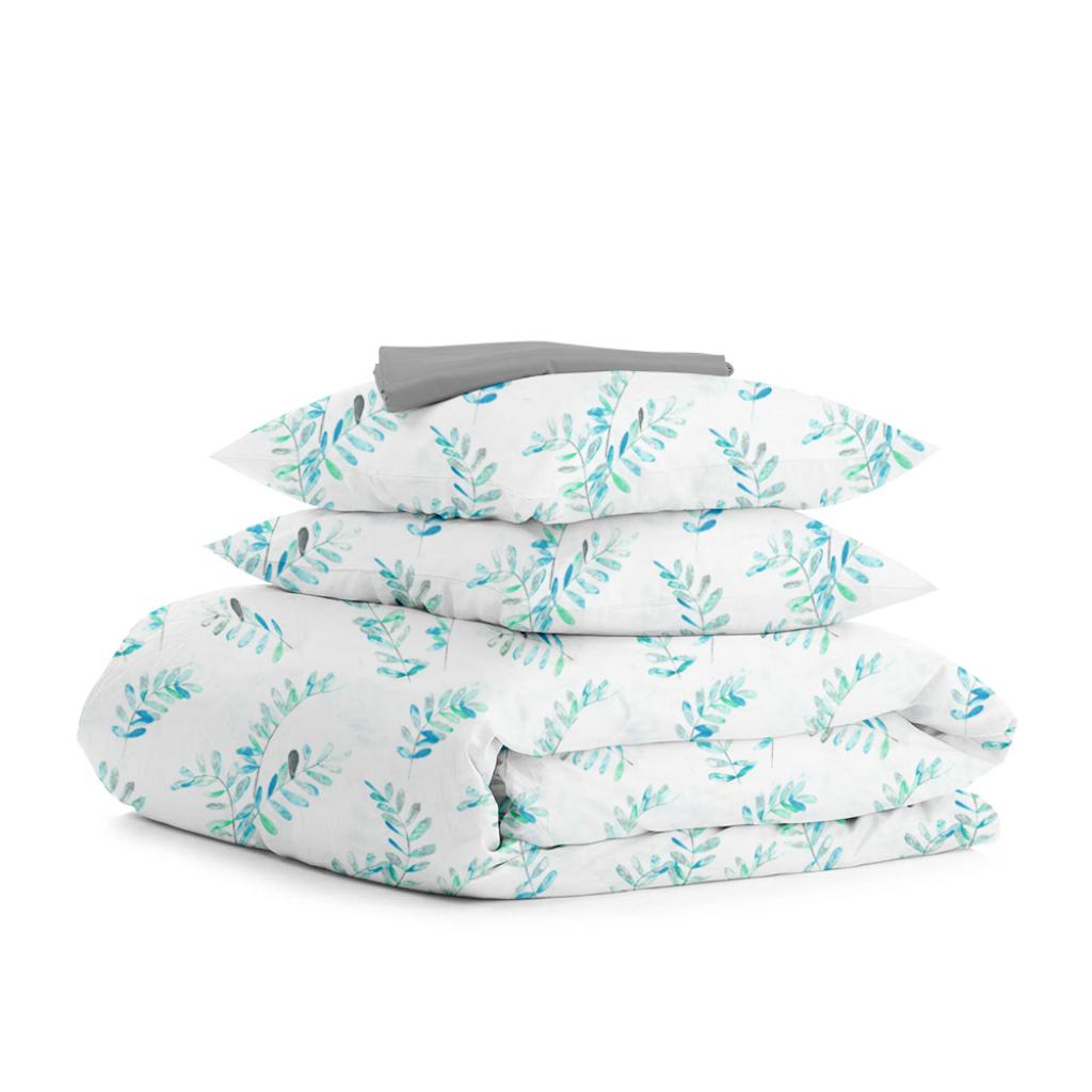 Двуспальный постельный комплект Cosas Foliage MintWhite Grey 180х220 см (4822052047668)