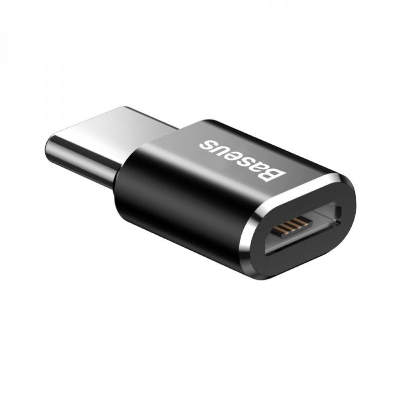 Переходник BASEUS mini Micro USB to Type-C 2,4 A CAMOTG-01 металлический Black (546478)