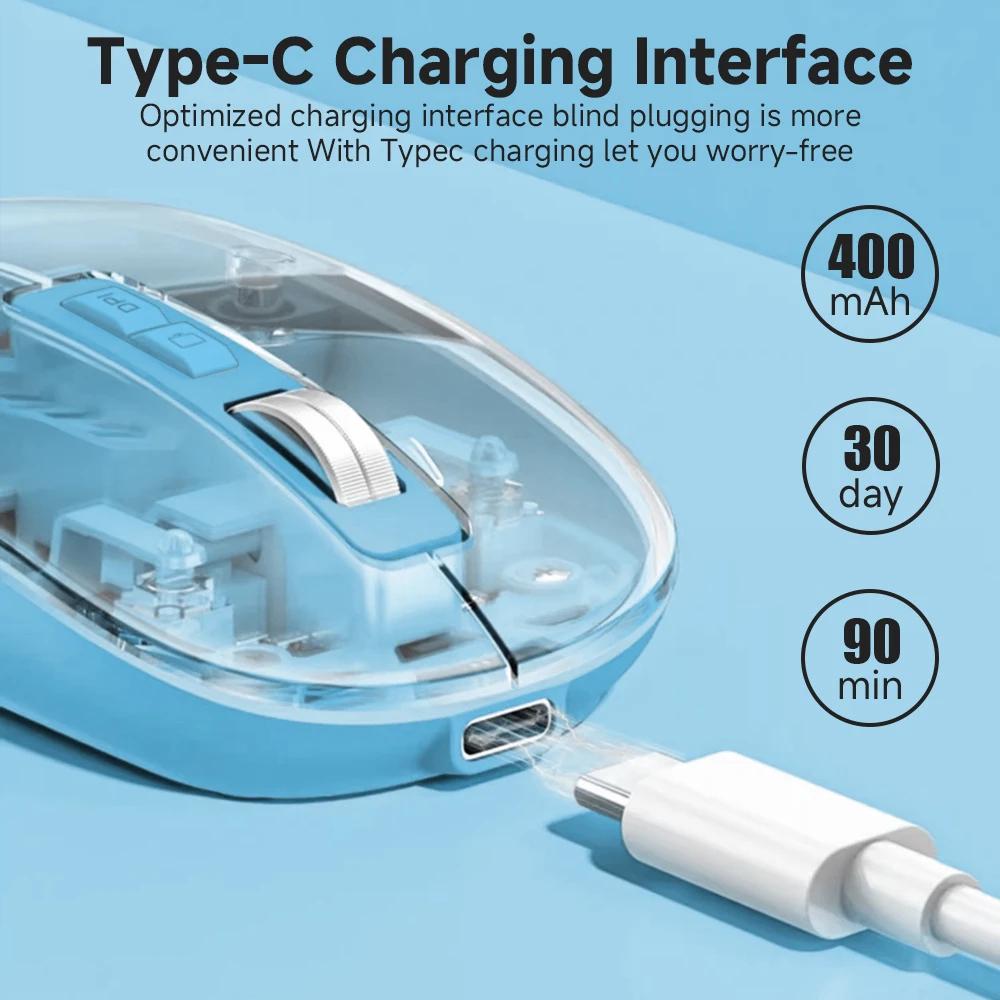 Мышь T-WOLF X11 беспроводная бесшумная с аккумулятором 2,4G Bluetooth Blue - фото 5