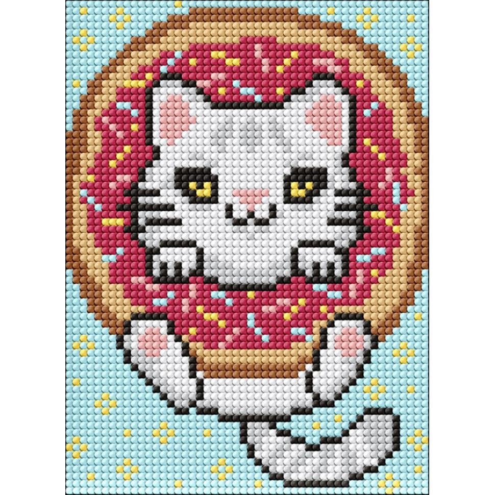 Алмазна мозаїка Ideyka Кіт і пончик AMM1076 без підрамника 15х20 см (RLT48962)