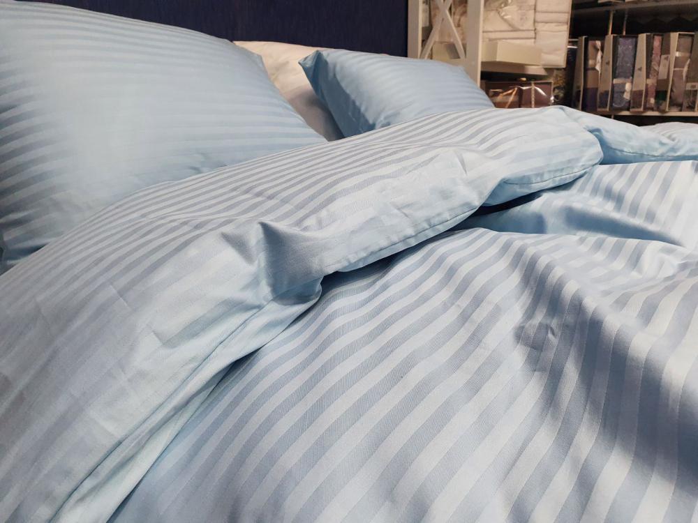 Комплект постельного белья на резинке Stripe LUX 1/1 см евро/наволочки 50х70/70х70 см Light Blue (4046) - фото 2 Комплект постельного белья на резинке Stripe LUX 1/1 см евро/наволочки 50х70/70х70 см Light Blue (4046) - фото 2