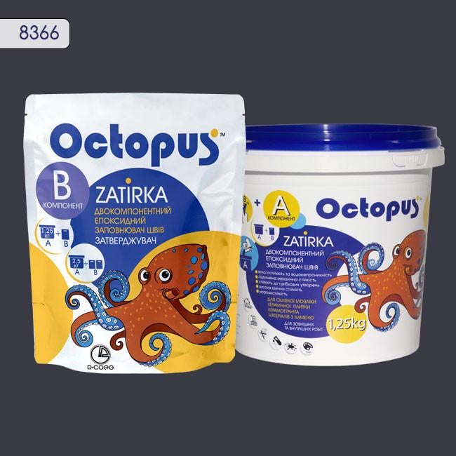 Затирка для плитки Octopus Zatirka эпоксидная 1,25 кг Графит (ZB-5)