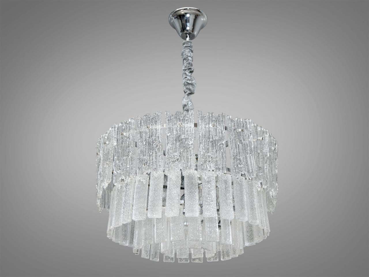 Люстра подвесная со стеклянными лепестками для спальни 303-450CH-LS Хром (2077455415)