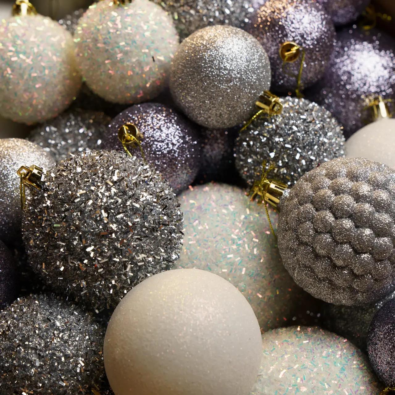 Набір куль новорічних Блиск 40 шт. Срібний (Блиск сріб.) - фото 3 Набір куль новорічних Блиск 40 шт. Срібний (Блиск сріб.) - фото 3