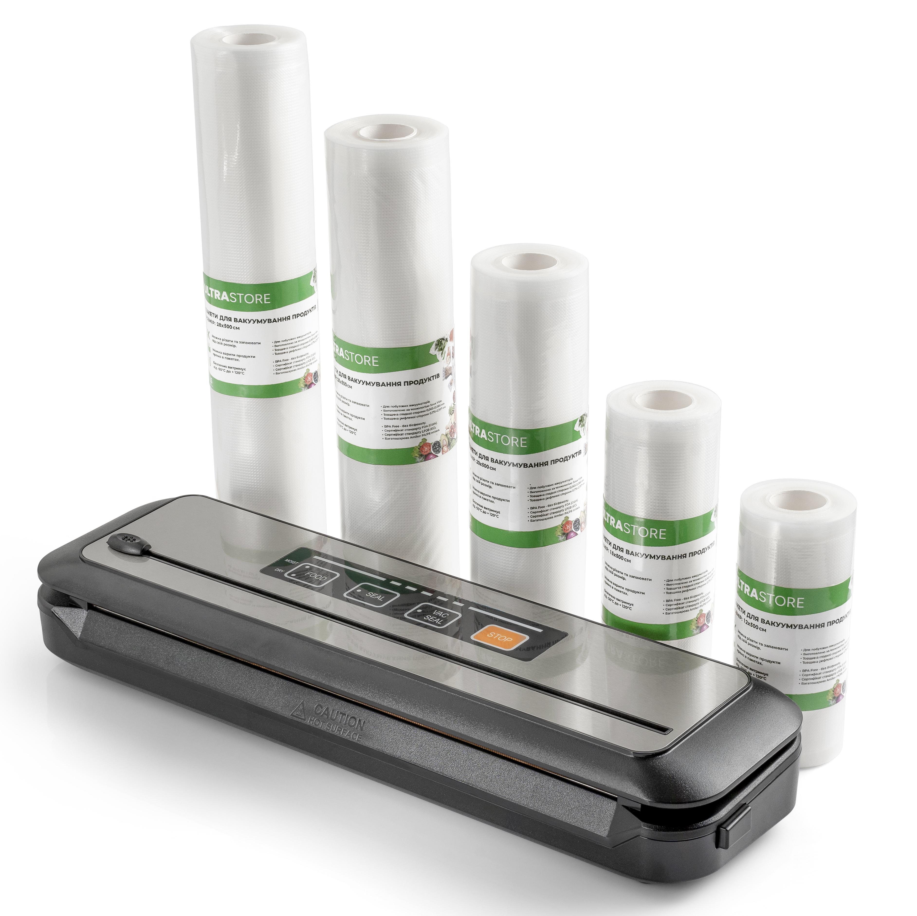 Вакууматор для продуктов 110 Вт 60 кПа и 5 рулона пакетов (31024476)