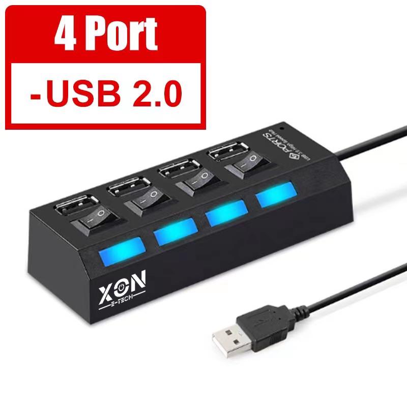 USB-хаб XON SmartHub Switch 4хUSB 2.0 Черный (UHASP040042B 5016) - фото 2