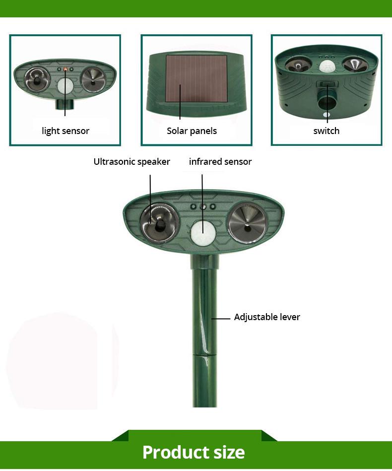 Отпугиватель животных ультразвуковой на солнечных батареях водонепроницаемый - фото 3