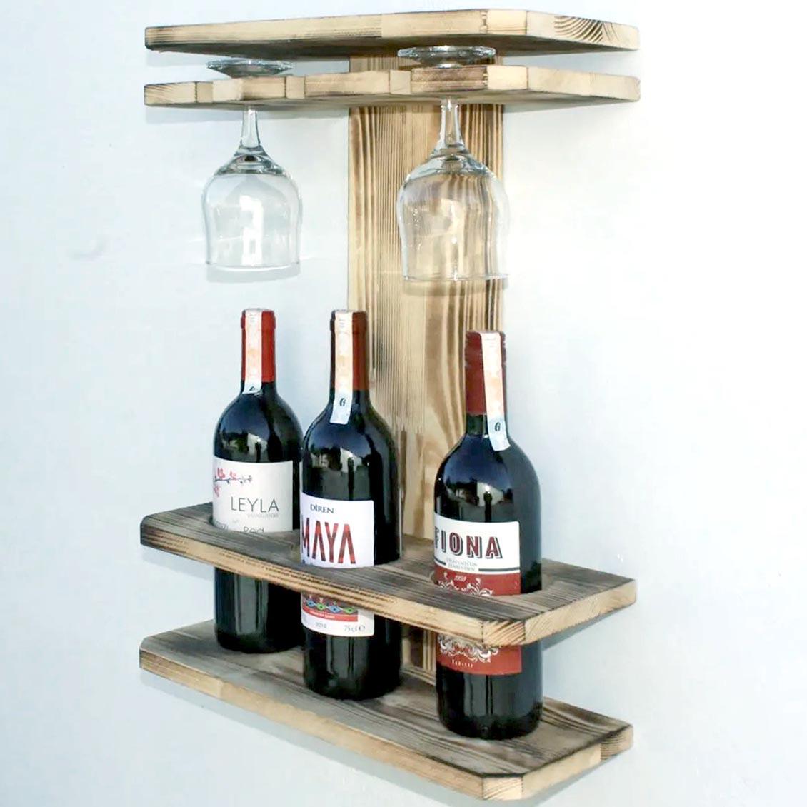 Полка для вина настенная из дерева Катсу Бенгала (ПНК-024627)