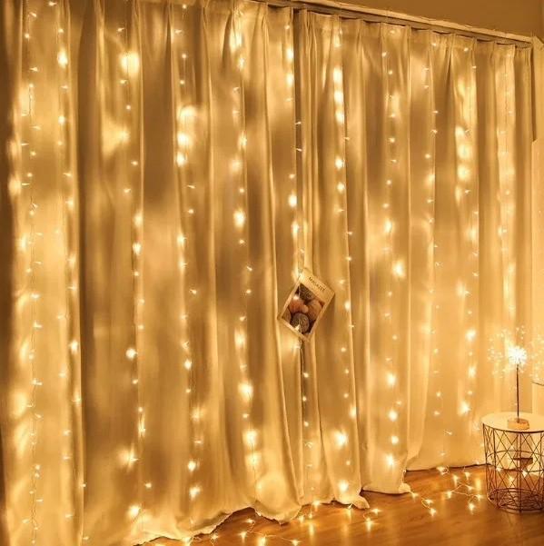 Гирлянда-штора Водопад 3х2,6 м 360 LED лампочек золотой свет (328400)