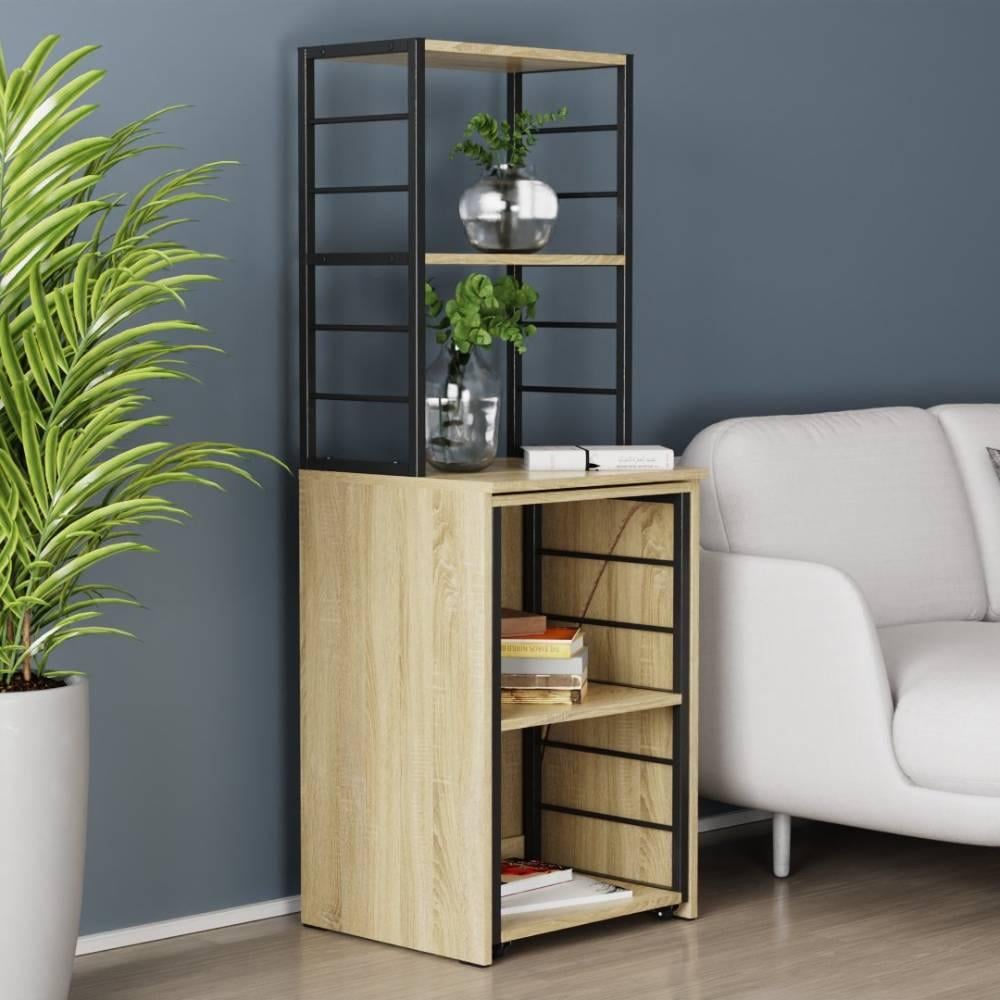 Стол-тумба трансформер Ferrum-decor Смарт 3/1 с этажеркой металл/ДСП 16 мм 1430x1450x500 мм Черный/Дуб Сонома (FRD-105112) - фото 1