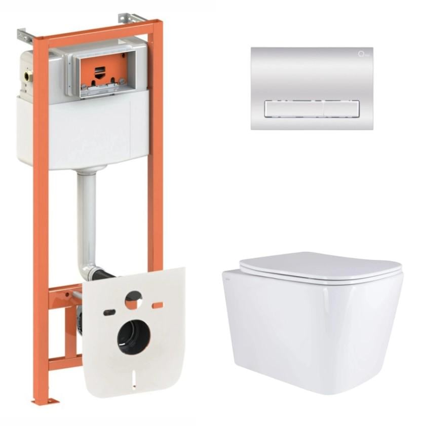 Комплект для ванной комнаты Qtap Nest 4в1 подвесной унитаз Tern Ultra Quiet 525x345x360 мм и установка QT17332303AW47510 (66376)